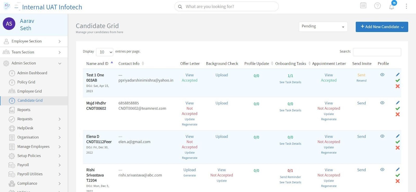 Guide for using Onboarding Module – TeamNest